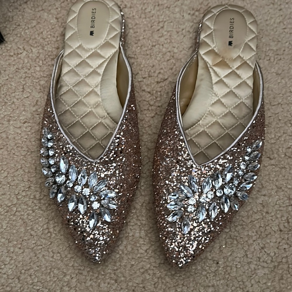 Birdies The Swan gold sequin slide